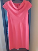 Sukienka do kolan, koloru brzoskwiniowego, rozmiar 40