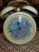 Stary budzik z dwoma dzwonkami nakręcany jubileuszowy sprawny