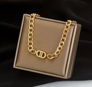 DAMSKI ŁAŃCUSZEK GRUBY ŁAŃCUCH CD jak Christian DIOR !! Logo !