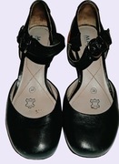 Czarne Czółenka baleriny paski pięty skóra Marc 38