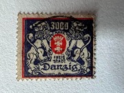 UNIKAT! Znaczek pocztowy 1923 3000 marek Freie Stadt Danzig - Herb Gdańska