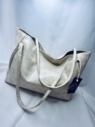 Duża torba damska beżowa lakierowana skóra