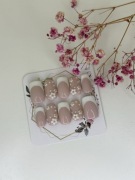Luxury press on nails french flowers rozmiar M