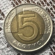 5 złotych 2008, z obiegu, bardzo ładne