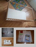 łóżeczko dziecięce IKEA Singlar + materac IKEA Vyssa + kołdry poszewki