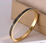 Bransoletka sztywna czarne cyrkonie 