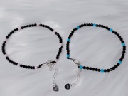 Bransoletka czarny turmalin i perły słodkowodne walentynki HandMade prezent