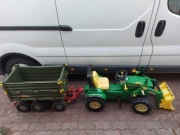 traktorek koparka Rolly Toys John Deere zabawka na pedały + przyczepa
