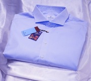 EMANUEL BERG  koszula XXXL 47 błękitna Cutaway T. Mason zegna loro piana