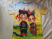 (UNIKAT)T-shirt motyw ludowy Mongolii XL.Azja Środkowa.Moda.Azjaci.Kultura