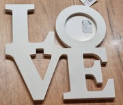 Drewniana ramka foto napis LOVE biały DUŻY 31x30 cm ŚLUBNA