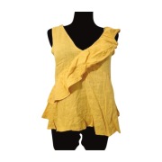 *III DAMSKA BLUZKA KOSZULKA ŻÓŁTA ZARA FALBANKI BOHO 100% LEN XS