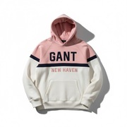 Pudrowa bawełniana polarowa bluza z kapturem Gant s oversize logo