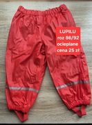 Spodnie gumowe ocieplane przeciwdeszczowe 86 92 czerwone jak narciarskie