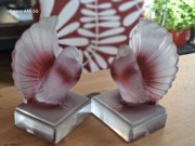 Para gołębi szklane podpórki do książek 