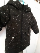 Czarny w złote kropki płaszczyk Mango roz. 110 długa kurtka