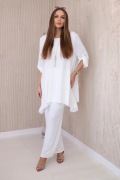 Komplet bluzka+spodnie z wisiorkiem biały