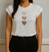 Biała bluzka serce t-shirt oversize M L 