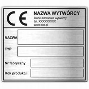 Tabliczka znamionowa na piec kocioł CO grawer