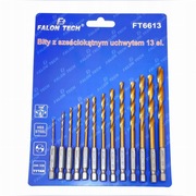 Wiertła do metalu tytanowe 1/4 BIT 1,5-6,5mm 13szt