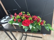 Kompozycja nagrobna z napisem!! Róże czerwone !