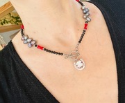 Naszyjnik z Pereł, Turmalinu i Koralu z Koniczyną "Luminia Protection I"