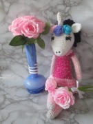 Zabawka amigurumi* Pluszak*Lalka*Różowy jednorożec w sukience*Handmade