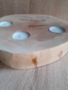 Świecznik drewniany na podgrzewacze. Home sweet home. Duży plaster drewna.