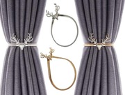 Uchwyt marszczący do zasłon, srebrny-złoty jeleń 2szt.