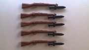5 Sztuk karabinów z bagnetem WW2 kompatybilne z Lego, Cobi