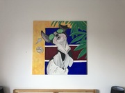 Buldog francuski na plaży - akryl na płótnie