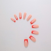 Sztuczne paznokcie PRESS ON, czerwony french z serduszkami, walentynki