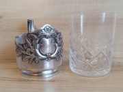 PODSTAKANNIK KOSZYCZEK SZKLANKA NORBLIN BR. BUCH I T. WERNER 1893-1915r 