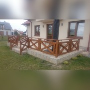 Balustrada krzyżowa balkonowa, zadaszenie, taras