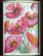 Akwarela z kwiatami - obrazek format A4. 