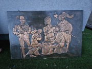 Stary obraz płaskorzeźba miedź . Obraz na miedzi .