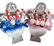 Kielich KINDER Słodycze na Komunię Kosz Prezentowy Słodyczy Słodki bukiet