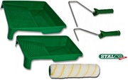 Zestaw malarski Stalco, kuweta 2 szt, rączka 2 szt, wałek 25 cm