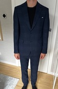Zara garnitur komplet spodnie marynarka granatowy w kratkę 