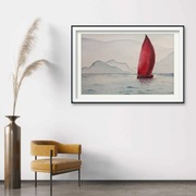 Akwarela oprawiona "Czerwony maszt"