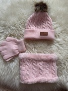 Komplet czapka+ rękawiczki + komin dziewczynki zimowy