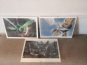 Smoczy obraz smocze obrazy w szklanej antyramie 21 x 29,7 cm - 3 sztuki