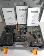 ZESTAW ELEKTRONARZĘDZI TITAN: WIERTARKA+ ZAKRĘTARKA+ ŁADOWARKA+ 2X AKU