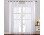 Firanki transparentne z odpinanymi szelkami 137x213 cm, 2 szt., Białe