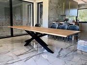 STÓŁ LOFT BLAT DĘBOWY BEZSĘCZNY NOGA STALOWA