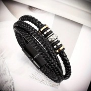 Bransoletka męska skórzana