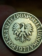 Moneta 5 zl 1977 bez znaku mennicy