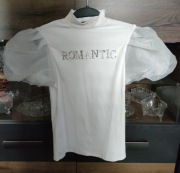 Biała bluzka cyrkoniowy napis L/XL