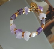 Bransoletka ametyst nieregularny surowy perła barokowa kamień naturalny 