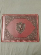 Stary album na zdjęcia skóra wytłaczana 22 karty lata 30-te